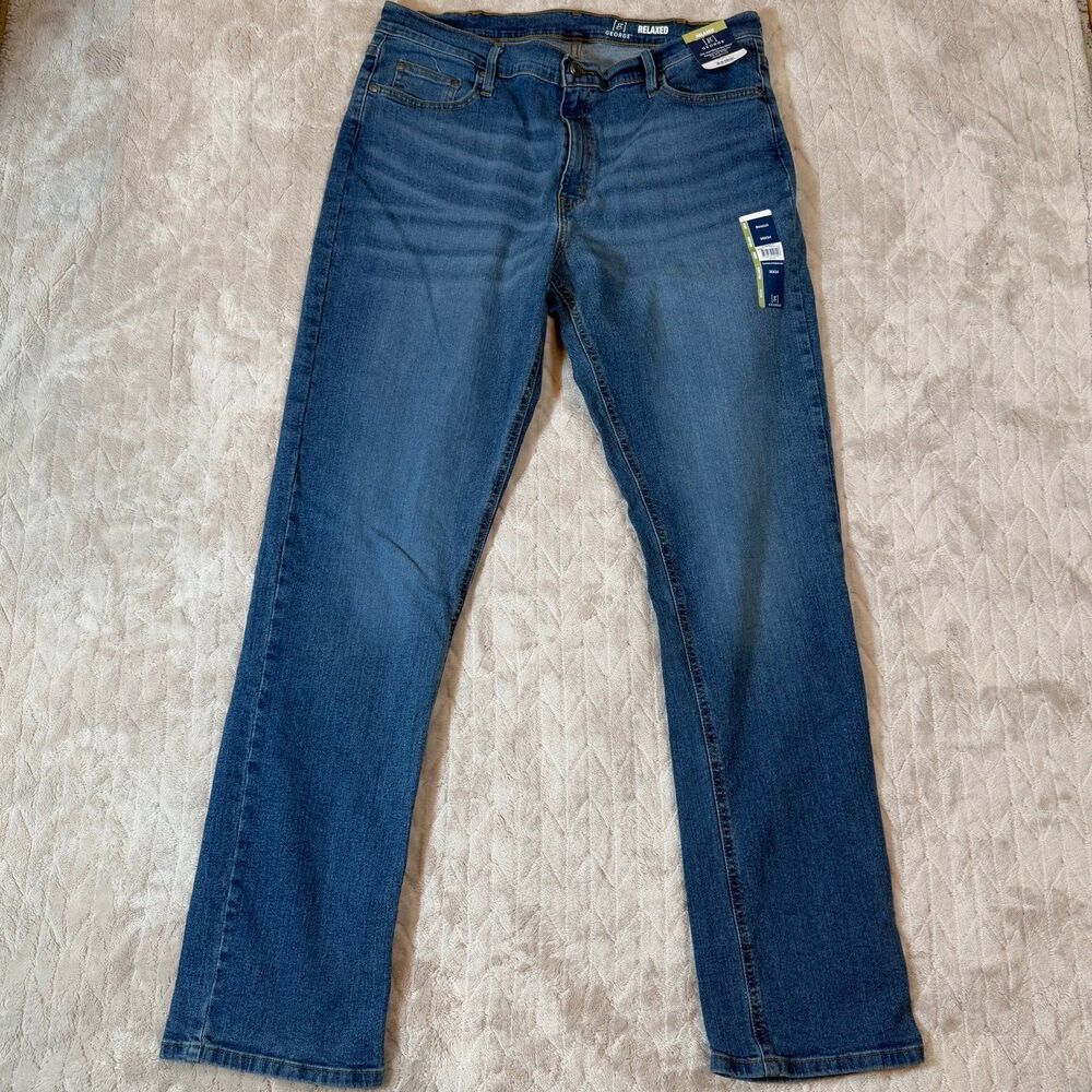 George Denim Men Jeans Relaxed Fit 5 Pocket Size 36 x 34 Pants NWT